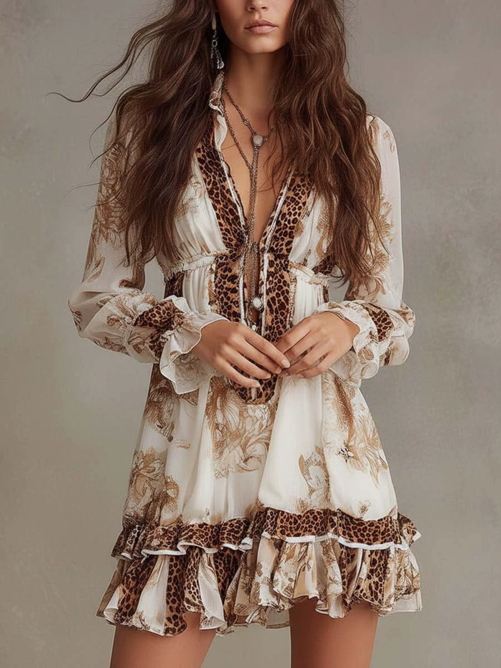 ZARA Spring Collar Cinched Waist Ruffle Elegant Dress